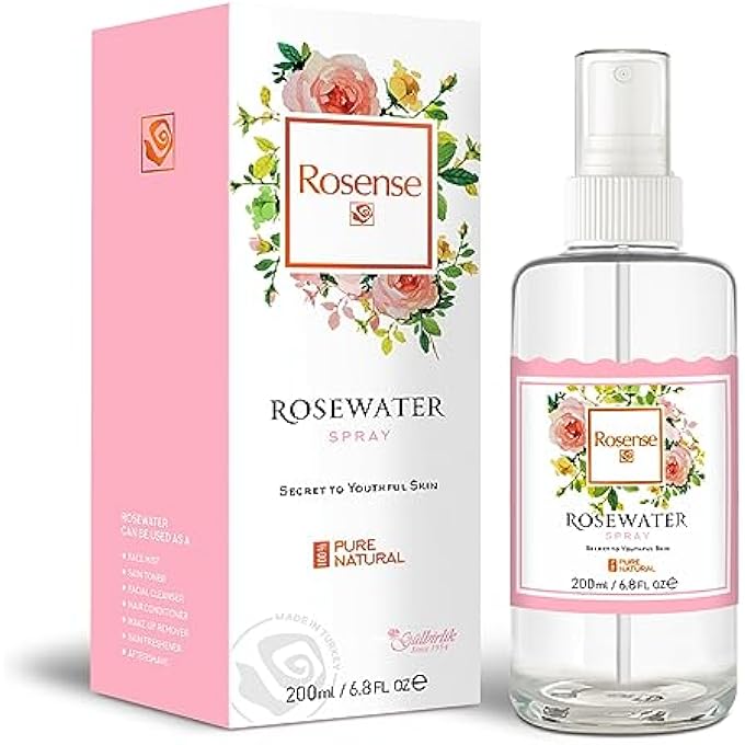 Rosense GLASS BOTTLE ROSEWATER HYDRATING FACIAL TONER/ROSE WATER FACE MIST 6.8 OZ - Image 1